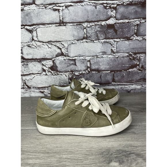 Philippe Model Paris Olive Green Leather Casual Sneakers Junior Sz 31EU/13.5M US - Picture 3 of 16
